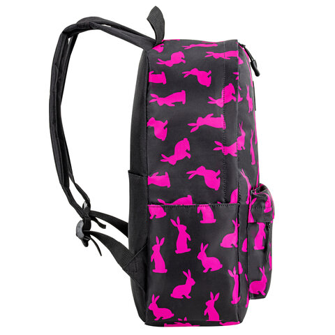Рюкзак BRAUBERG POSITIVE универсальный, карман-антивор, "Pink Rabbits", 42х28х14 см, 270780