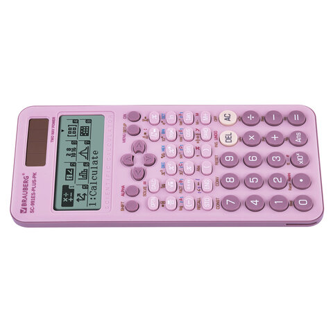 Калькулятор инженерный BRAUBERG SC-991ES-PLUS-PK (164х80 мм), 552 функции, 10+2 разряда, РОЗОВЫЙ, 272654