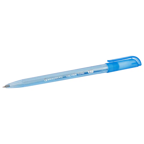 Ручка шариковая масляная BRAUBERG "OIL PEN TONE", СИНЯЯ, корпус тонированный, пишущий узел 0,7 мм, линия 0,35 мм, 142710