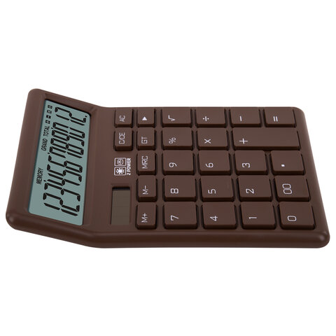 Калькулятор настольный BRAUBERG CH-12-BR (153х103 мм),12 разрядов, двойное питание, коричневый, 272961