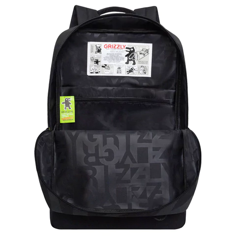 Рюкзак GRIZZLY, карман-антивор, "TOTAL BLACK", 42х28х12 см, RQL-513-2/3