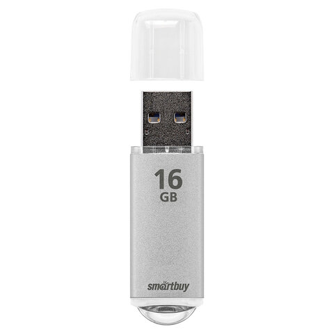 Флеш-диск 16 GB, SMARTBUY V-Cut, USB 2.0, металлический корпус, серебристый, SB16GBVC-S