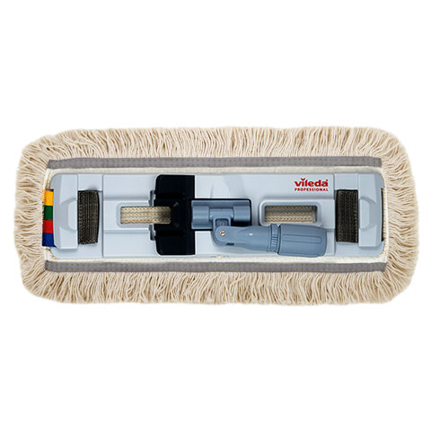 Насадка МОП плоская 50 см, VILEDA PROFESSIONAL "КонтрактПлюс Комби", уши (ТИП УВ) хлопок / полиэстер, бежевый, 167294