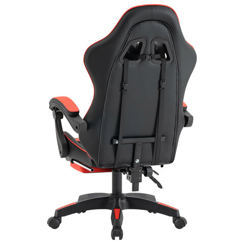 Кресло компьютерное DEFENDER "Tornado", 2 подушки, подставка для ног, экокожа, черное/красное, ш/к 26722, 64057