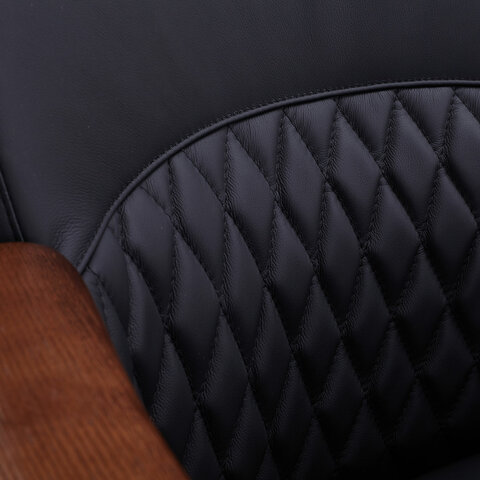 Кресло HAWASAN (ХАВАСАН) "Desire EX-771", мультиблок, дерево, натуральная кожа, черное, 532935