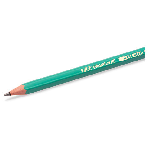 Карандаш чернографитный BIC, 1 шт., "Evolution", HB, с ластиком, корпус зеленый, 8803323