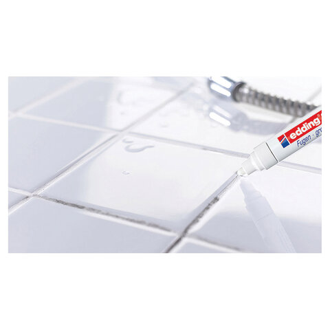 Маркер для затирки плиточных швов EDDING 8200, БЕЛЫЙ, 2-4 мм, запасные наконечники, E-8200/49