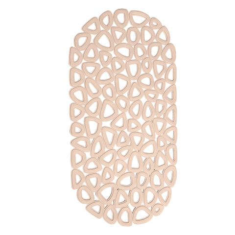 Коврик для ванны противоскользящий 68х37 см, "Треугольники", овальный, бежевый, ПВХ, PRIMILA (ПРИМИЛА), 700380