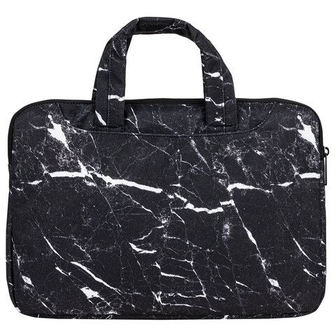 Сумка портфель BRAUBERG STYLE с отделением для ноутбука 13-14", 3 кармана, "Marble", черная, 26х36х3 см, 270835