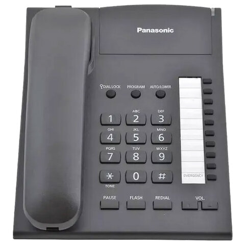 Телефон PANASONIC KX-TS2382RUB, память 10 последних набранных номеров, тональный/импульсный режим, повтор, чёрный