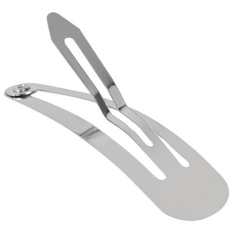 Заколки для волос НАБОР 10 шт., 5 см, клик-клак, глянцевый, серебристый, MONTE VITA (МОНТЕ ВИТА), 457079