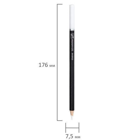 Карандаш художественный белый BRAUBERG ART CLASSIC, 1 шт., МЯГКИЙ грифель 3,3 мм, 181695