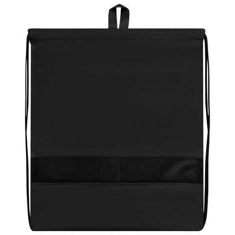 Мешок для обуви BRAUBERG БОЛЬШОЙ, с ручкой, карман на молнии, сетка, 49х41 см, "Black and White", 273452