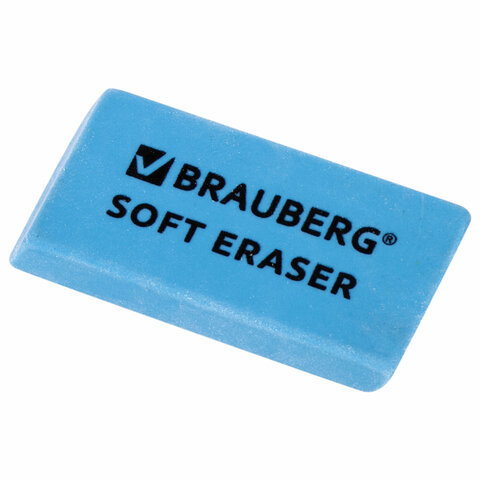 Набор ластиков BRAUBERG "Soft" 2 шт., 52х25х9 мм, цвет ассорти, прямоугольные, скошенные края, 228062