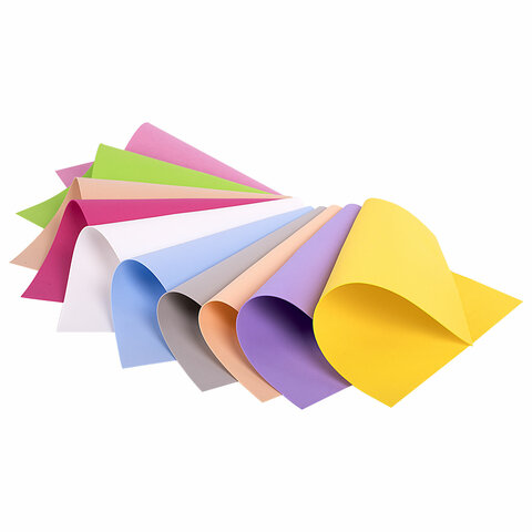 Пористая резина/фоамиран А4, 1 мм, НАБОР, 10 листов, 10 цветов, пастельные цвета, ОСТРОВ СОКРОВИЩ, 661695