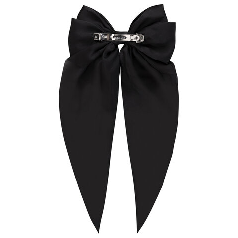 Заколка для волос баретте 25x41 см, с бантом и широкими хвостиками, чёрный, MONTE VITA (МОНТЕ ВИТА), 457112