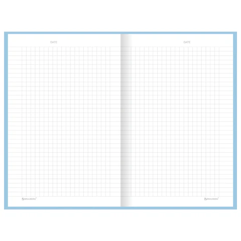 Блокнот А5 134х206 мм, 80 л., твёрдый, клетка, BRAUBERG "Minimal", голубой, 116442