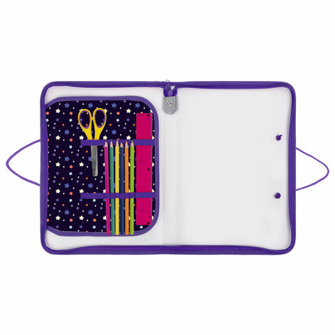 Папка для труда на молнии с ручками ПИФАГОР А4, 1 отделение, пластик, органайзер, "Bubble tea", 273387