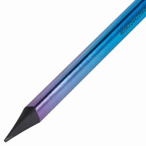 Карандаш чернографитный с ластиком BRAUBERG "GRADE Metallic", 1 шт., HB, трехгранный, 182000