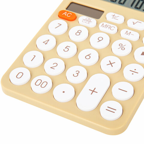 Калькулятор настольный BRAUBERG STYLE-12-BG (157х106 мм), 12 разрядов, двойное питание, БЕЖЕВЫЙ, 272967