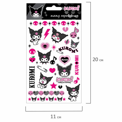 Наклейки-тату переводные АССОРТИ, ЦВЕТНЫЕ, 11х20 см, PY