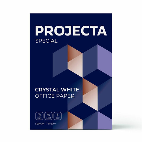 Бумага офисная А4, 80 г/м2, 500 л., марка В, PROJECTA SPECIAL, Россия, 153% (CIE)
