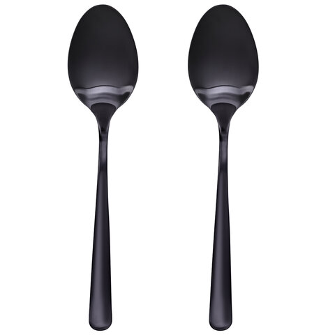 Ложки столовые BLACK, НАБОР 2 шт., на подвесе, нержавеющая сталь, черные, WEGLA (ВЕГЛА), 702272