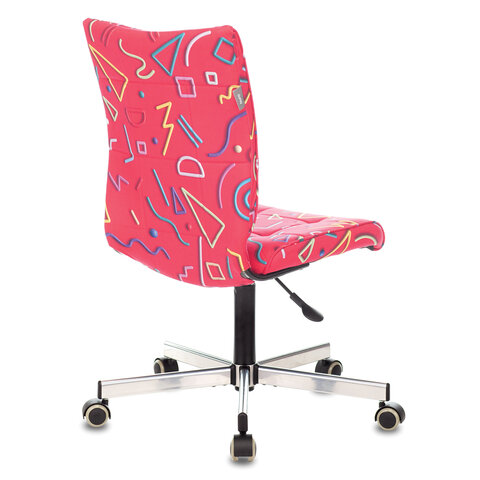 Кресло CH-330M, без подлокотников, пятилучие серебристое, ткань, красное с рисунком, 1624531