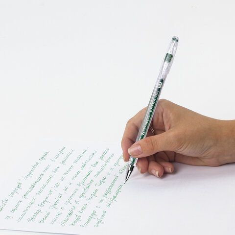 Ручка гелевая BRAUBERG "EXTRA", ЗЕЛЕНАЯ, корпус прозрачный, узел 0,5 мм, линия 0,35 мм, 143904