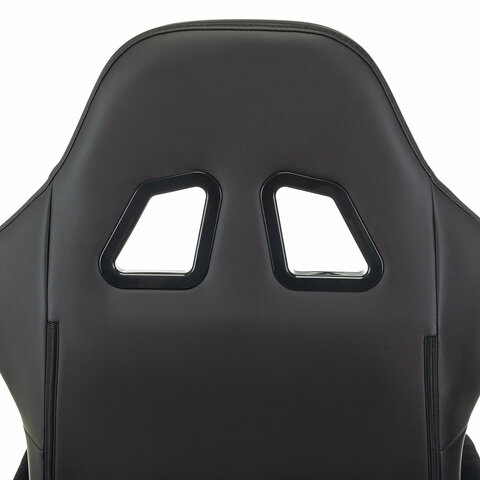 Кресло компьютерное BRABIX "Striker GM-121", синхромеханизм, 2 подушки, экокожа/велюр, черное, 532962