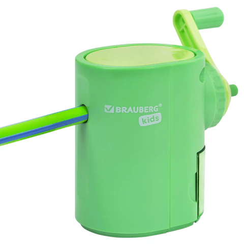 Точилка механическая BRAUBERG KIDS, для простых и цветных карандашей, корпус мятный, крепление к столу, 272003