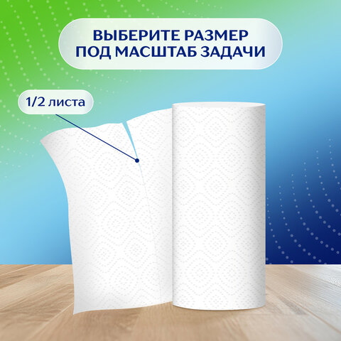 Полотенце бумажное ZEMMA/ZEWA 2-слойное, спайка 4 шт. х 14 м, белое, 1440991