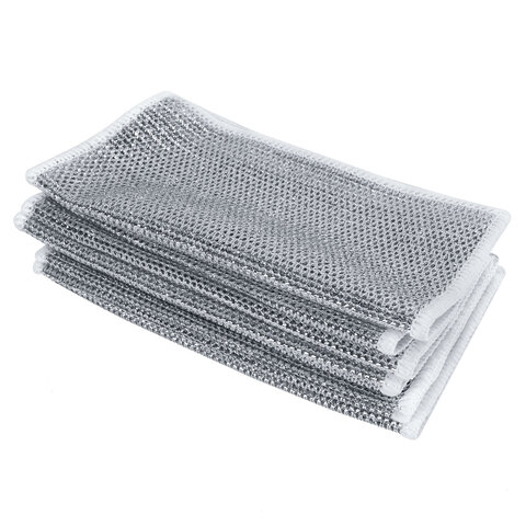 Тряпки-салфетки металлизированный эффект скрабер, 20х20 см, КОМПЛЕКТ 10 штук, посуда, уборка, LAIMA, 700065