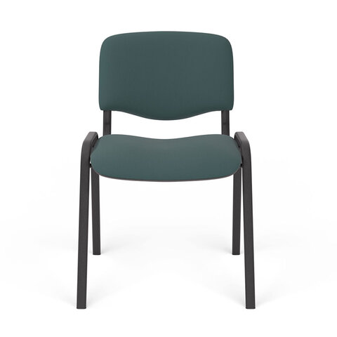 Стул для персонала и посетителей "ИЗО", черный каркас, ткань черно-зеленая, В-21/С-33