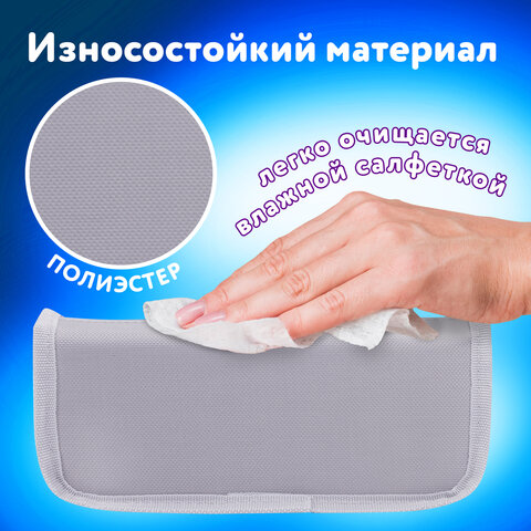 Пенал мягкий ЮНЛАНДИЯ, 2 отделения, полиэстер, "Car champion", серый, 21х6х9 см, 228983