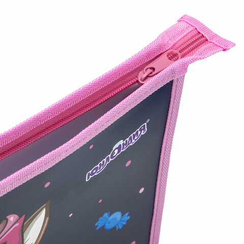 Папка для тетрадей ЮНЛАНДИЯ А4, 1 отделение, пластик, на молнии, "Donut worry", 272136