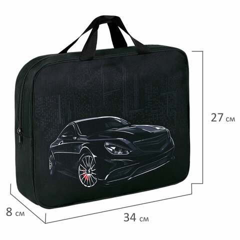 Папка на молнии с ручками BRAUBERG А4, 1 отделение, полиэстер, 80 мм, "City car", 271486