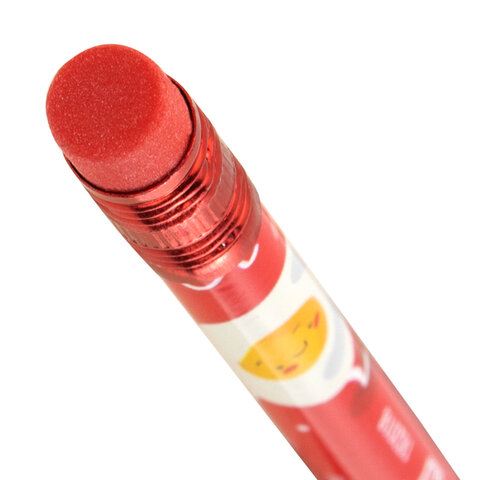 Карандаш чернографитный с принтом BRAUBERG KIDS "FOOD", 1 шт., HB, с ластиком, корпус ассорти, 182018