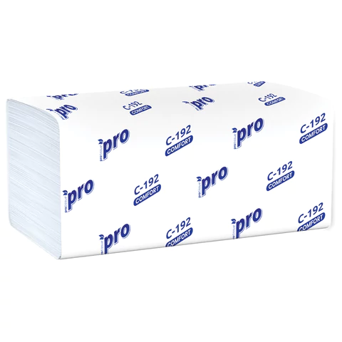 Полотенца бумажные 250 шт., PROtissue (H3) COMFORT, 1-слойные, белые, КОМПЛЕКТ 20 пачек, 22х21 см, V-сложение, С192