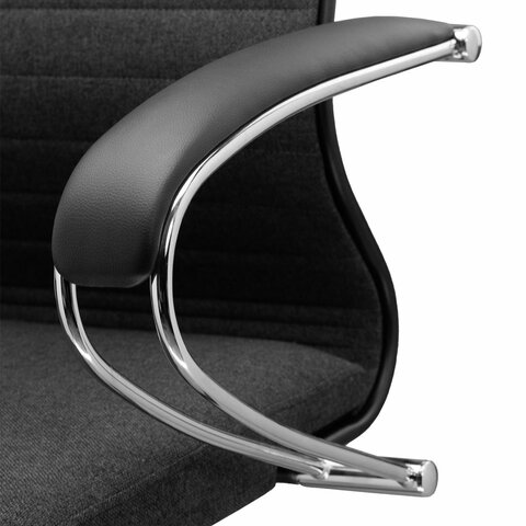 Кресло офисное МЕТТА "К-27" хром, ткань, сиденье и спинка мягкие, серое