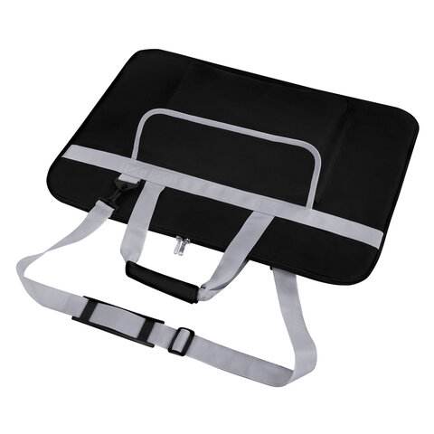 Сумка для художника СУПЕР РАЗМЕР А2+ (62 см х 45 см), чёрная, накладной карман, BRAUBERG ART CLASSIC, 272986