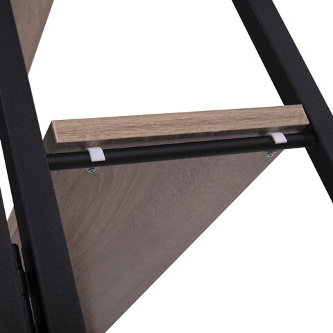 Стеллаж BRABIX "Smart SH-007", 605х295х1193 мм, ЛОФТ, трапеция, складной, металл/ЛДСП дуб, каркас черный, 641872