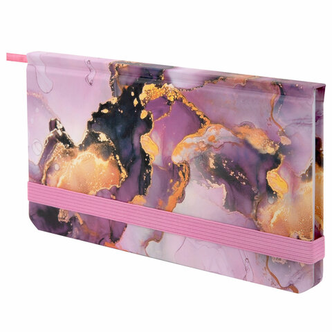 Еженедельник недатированный с резинкой 171х93 мм, BRAUBERG, твердый, 64 л., "Marble stone", 116307