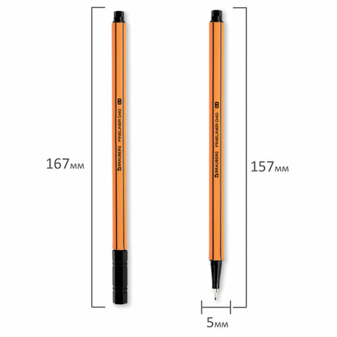 Ручка капиллярная (линер) ЧЕРНАЯ, BRAUBERG "FINE 040", шестигранная, линия письма 0,4 мм, 144139