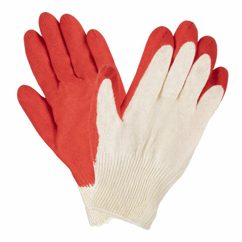 Перчатки хлопчатобумажные износостойкие ОДИНАРНЫЙ облив, 13 класс, КОМПЛЕКТ 100 ПАР, LAIMA ЛЮКС, 608672