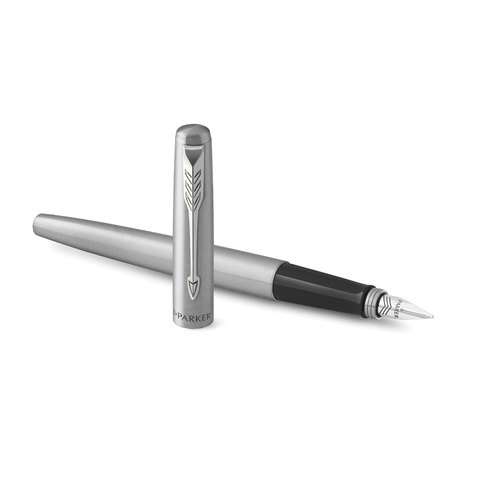 Ручка перьевая PARKER "Jotter Stainless Steel CT", корпус серебристый, детали хром, синяя, 2030946