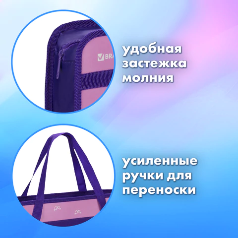 Папка на молнии с ручками BRAUBERG А4, 1 отделение, пластик, 80 мм, "Black Cat", 270122