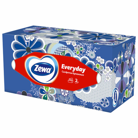 Салфетки косметические 2-слойные в картонном коробе, 250 штук, ZEMMA/ZEWA Everyday, 86791