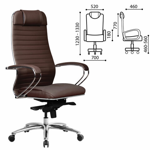 Кресло офисное МЕТТА "SAMURAI" KL-1, экокожа, темно-коричневое