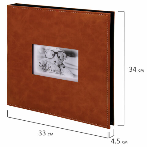 Фотоальбом BRAUBERG "Premium Brown" 20 магнитных листов 30х32 см, под кожу, коричневый, 391185